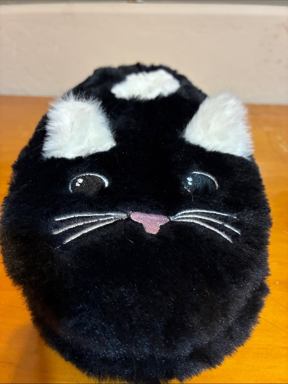 Plush Black Soft Fuzzy Cat slippers